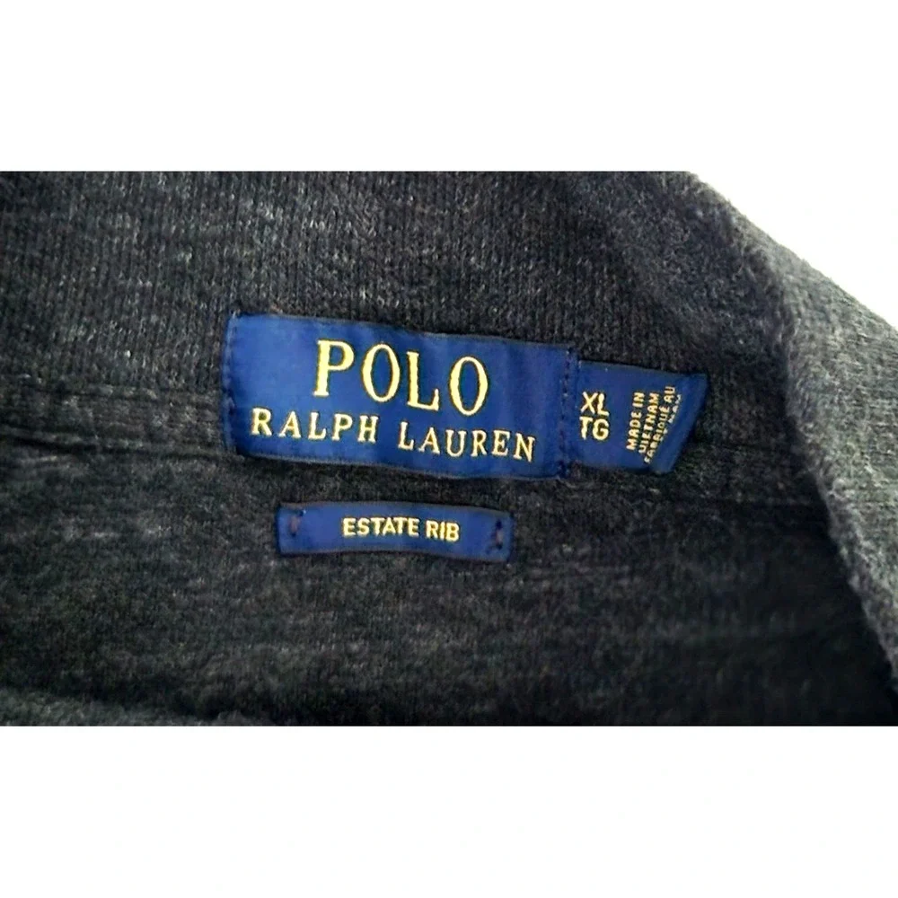 Polo Ralph Lauren Estate Rib 1/4 Zip Pullover Sweater Men's XL Gray Charcoal